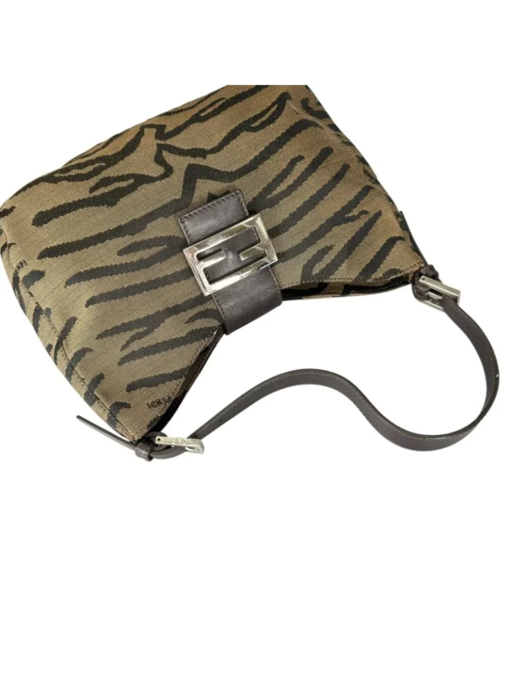 Fendi Hobo Handbag Nylon Brown